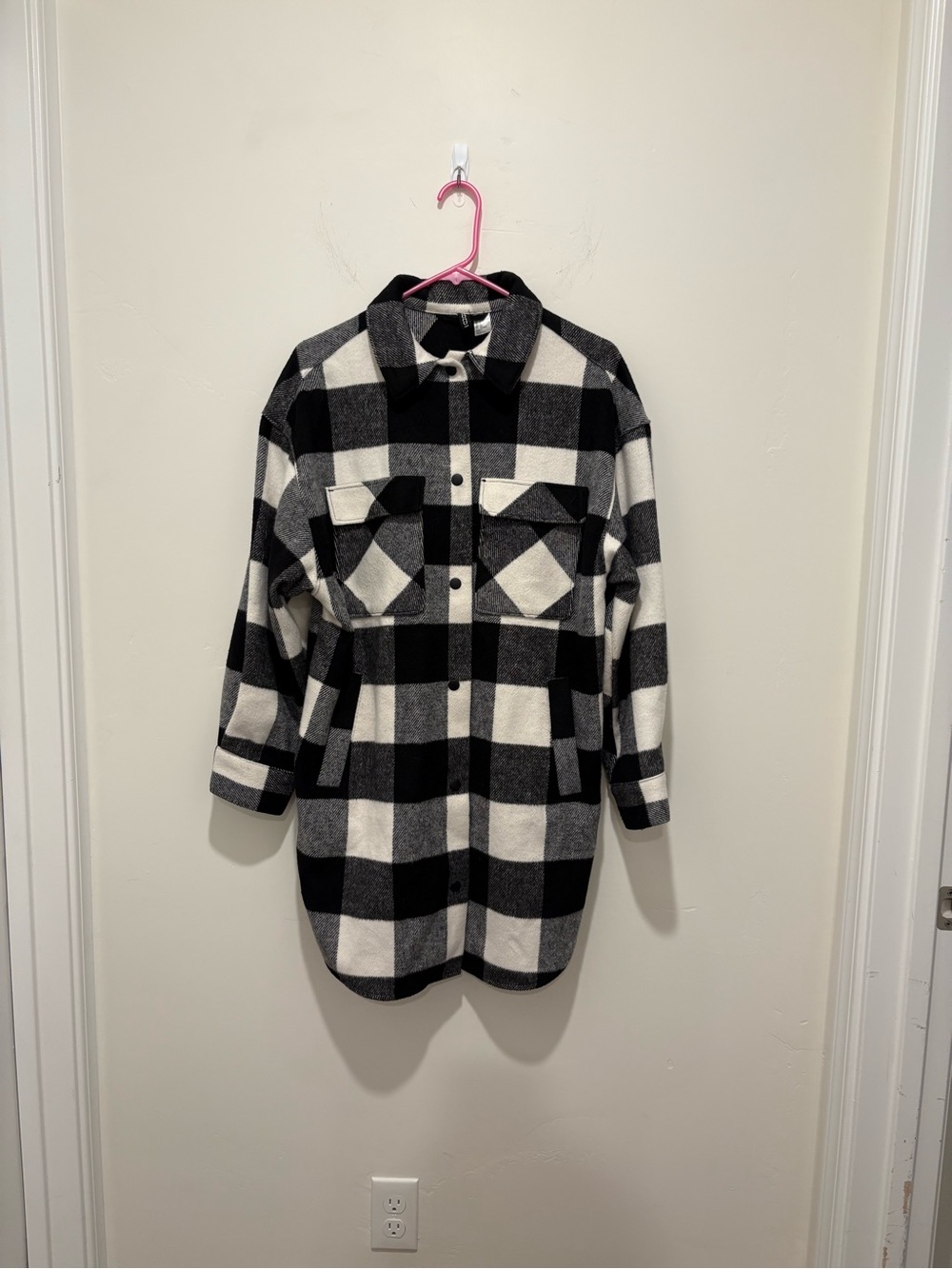 H&M plaid long jacket